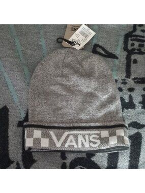 VANS STACKTON STRIPE BEANIE ADULT UNISEX HAT GREY WHITE 062026